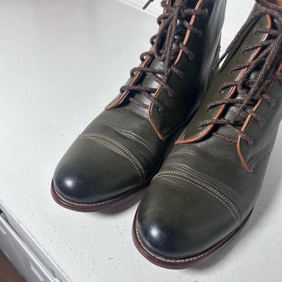 Penny Luck Leather Lace-Up Boots Men’s 9 | Vintage Inspired Cap Toe Ankle Boots - Picture 4 of 8